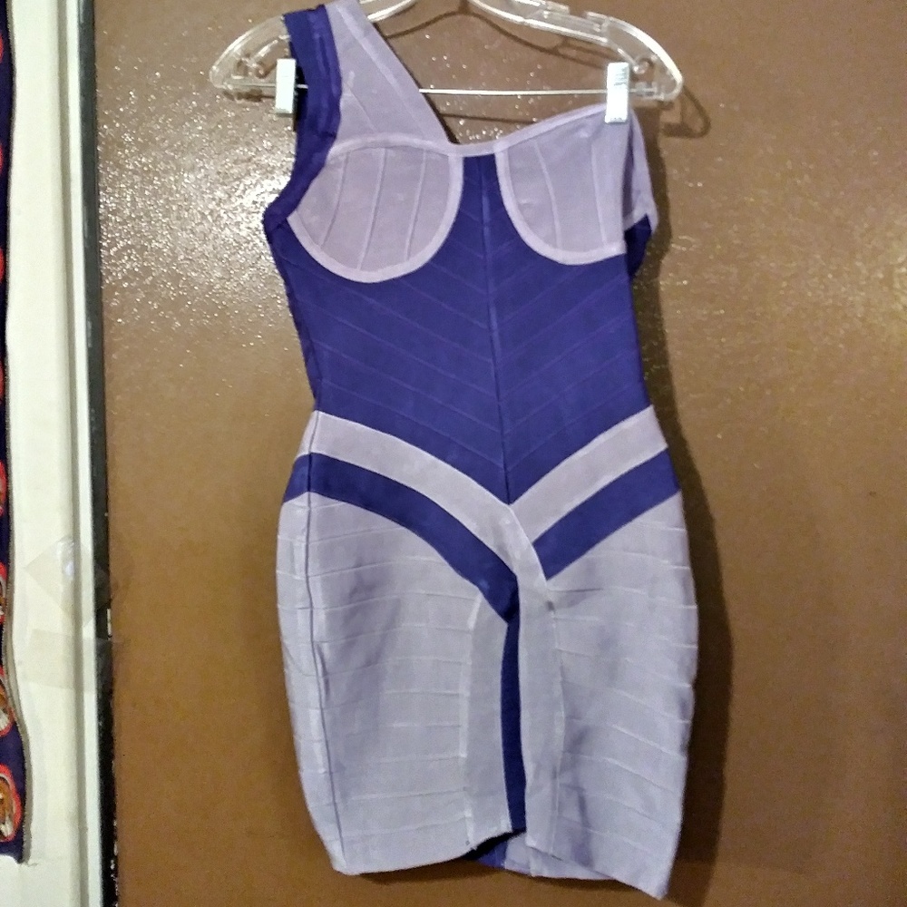 nwot purple 1 shoulder bandage dress